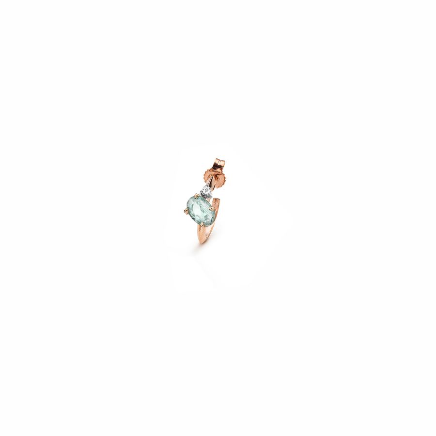 'Balance' hoop earring with aquamarine tourmaline BALANCE | 1/2 OR XS TORMAQM AU9R CT 0,02